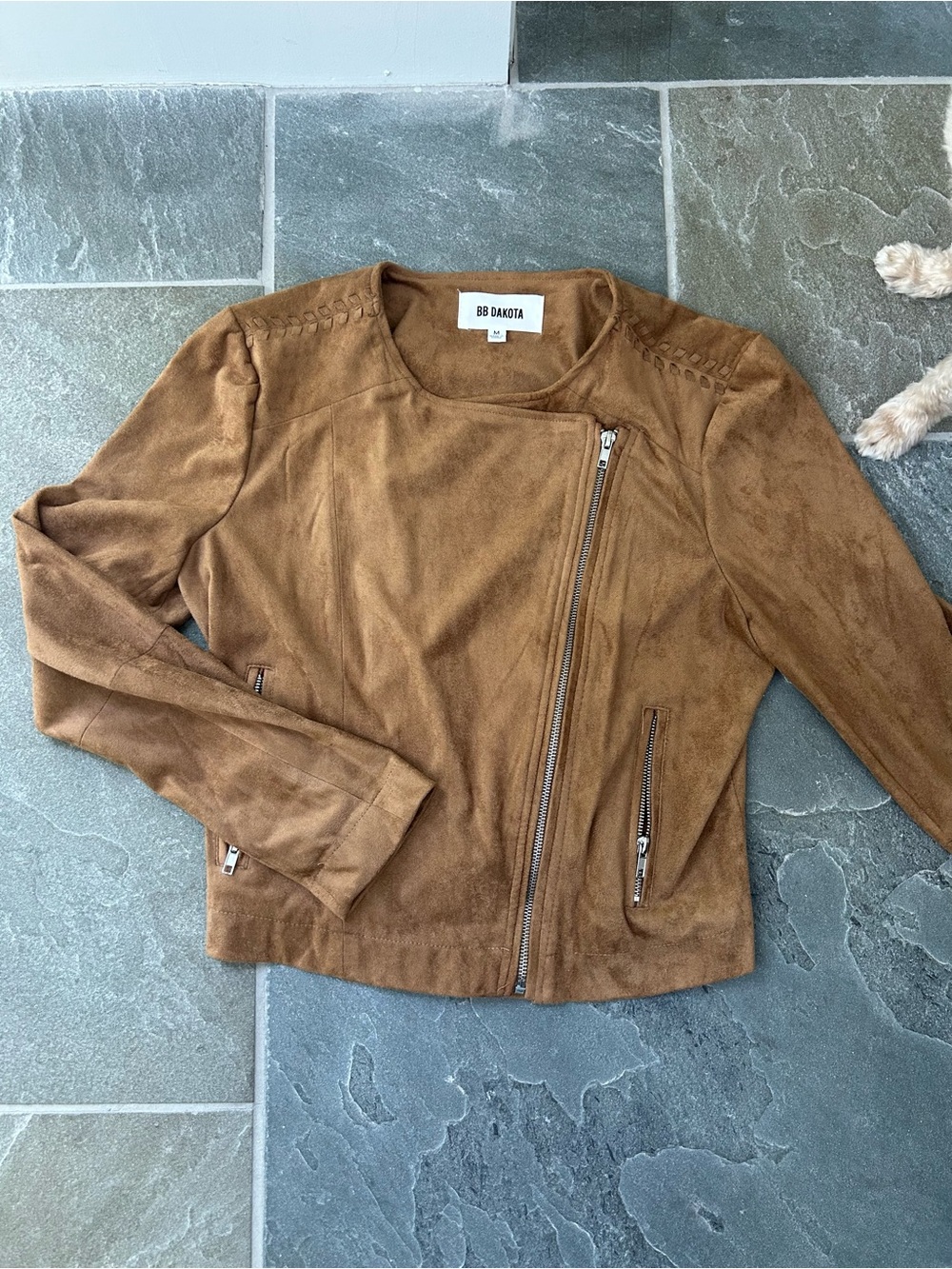 BB Dakota Tan Suede-Look Asymmetric Moto Jacket